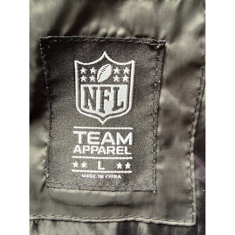 NFL Team Apparel Chicago Bears Puffer Jacket Mens‎ L Black Hooded Quilted Coat - Picture 4 of 16